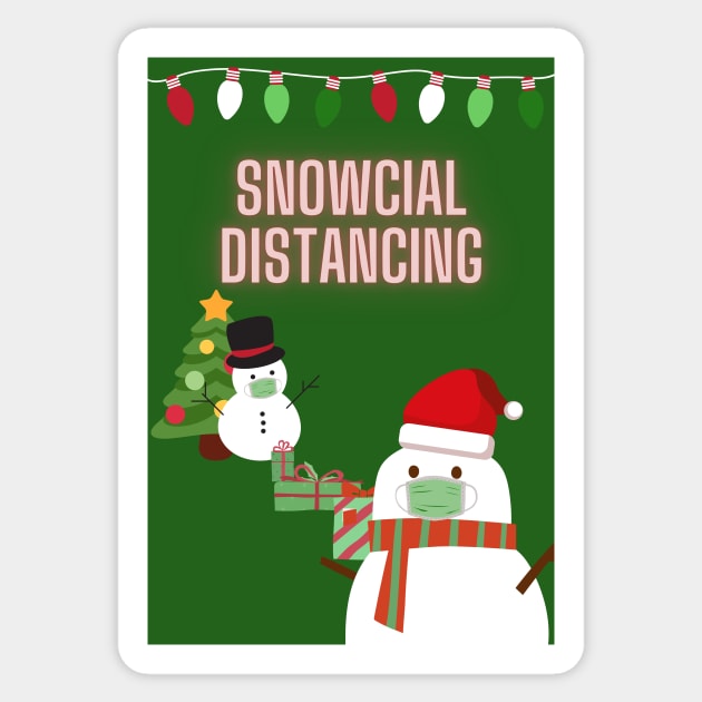 Snowcial Distancing - Snowman Social Distance Christmas Holiday Greeting Card 2020 Sticker by tziggles